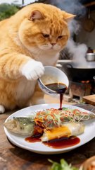 Cute Orange Cat Shows Off Her Cooking Skills –