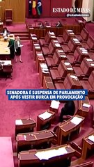 Senadora veste burca em provocação e acaba suspensa do Parlamento australiano
