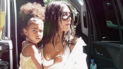 North West Rocks Dad, Kanye’s, Vintage Blue Jacket During Paris Fashion Week