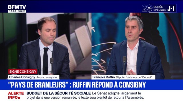 SIGNÉ CONSIGNY - Vous feriez mieux de leur dire merci : François Ruffin répond à Charles Consigny qui qualifie la France de pays de branleurs