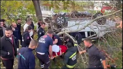 Tekirdağ’da feci kaza: Karı koca takla atan araçtan sağ salim çıkarıldı