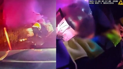 Cops save unconscious man from burning car wreck after his phone auto-dialed 911