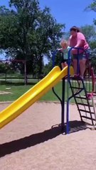 Baby Can't Stop Laughing After Mom Wrecks the Slide! 🤣 Funniest Reaction Ever!