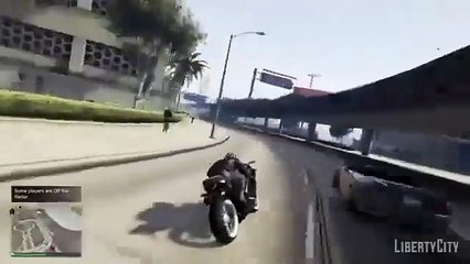 GTA Online player gets run over by his own bike after botched stunt.
