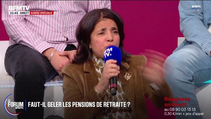 FORUM BFM - Gel des pensions de retraite: "Il faut qu'on nous laisse tranquille", demande Fatiha, retraitée de 61 ans