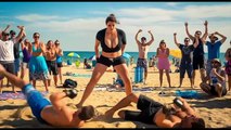 Strong woman defeats two men in a beach fight(Queens of the Sand).