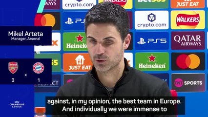 'I have to praise our players' - Arteta hails Arsenal's win over Bayern