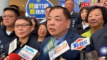 國民黨竹縣副縣長陳見賢 在鄉鎮長、議員簇擁下宣布投入縣長選舉