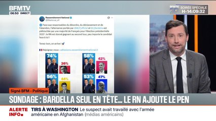 SIGNÉ BFM - Le RN rajoute Marine Le Pen aux images du sondage donnant Jordan Bardella vainqueur