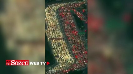 ABD'de Şükran Günü nedeniyle oluşan trafik görüntülendi