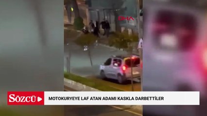 Beylikdüzü’nde motokuryeye laf atan adamı kaskla darbettiler