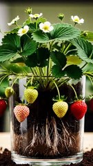 Strawberry Seed to Fruit — Full Timelapse Growth in Transparent Pot 🍓🌱