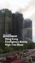 Hong Kong Firefighters Battle High-rise Blaze