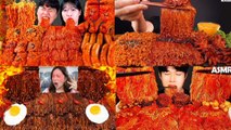 ASMR MUKBANG| SPICY MUSHROOM & NUCLEAR FIRE NOODLES | ASMR EATING SOUND
