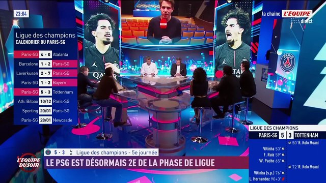 Emission TV : L'Equipe du Soir sur l'Equipe TV (extrait d'émission, Fr, Nov 2025) UECL 5ème Journée PSG - Tottenham débrief