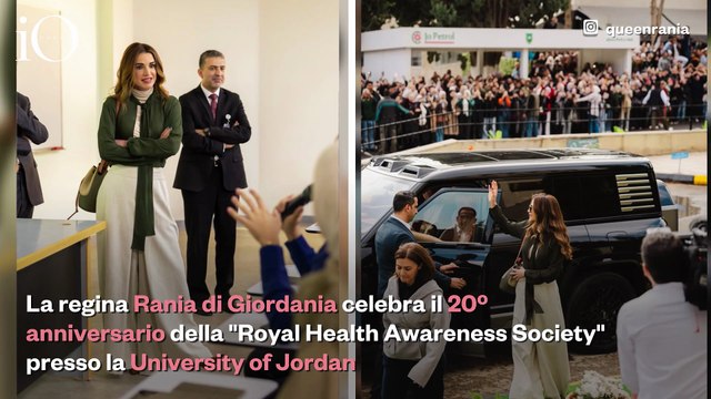 Rania di Giordania, il look minimal e sofisticato per la visita all'Università