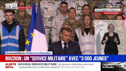 Service militaire: "Nos jeunes serviront sur le territoire national et uniquement sur le territoire national", assure Emmanuel Macron