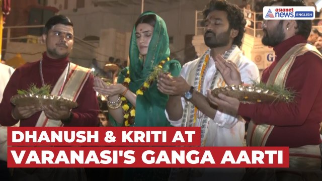 Dhanush & Kriti Sanon Attend Varanasi’s Iconic Ganga Aarti | Tere Ishk Mein Movie Promotion