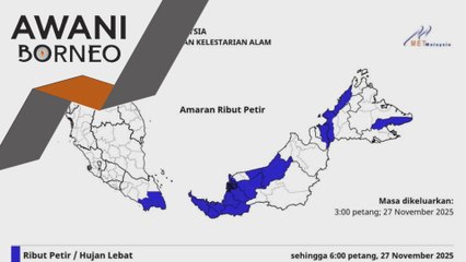 Amaran ribut petir di Sabah dan Sarawak