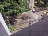 Vazamento de água interdita via e congestiona o trânsito em Botafogo