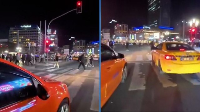 Kırmızı ışıkta geçen taksici yayaya saldırmaya kalktı: Sürücüye ceza kesildi