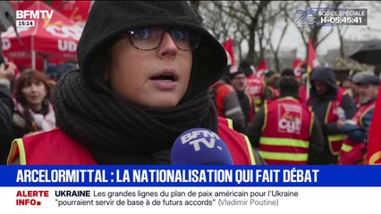 "C'est toute notre vie qui est en jeu": des salariés, soutenant la nationalisation d'ArcelorMittal, manifestent devant l'Assemblée