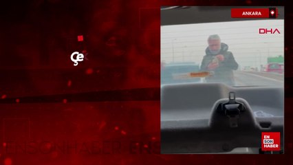 Ankara'da çekiç ve bijon anahtarlı yol verme kavgası kamerada