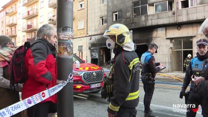 El día después al incendio de un bazar en la Rochapea