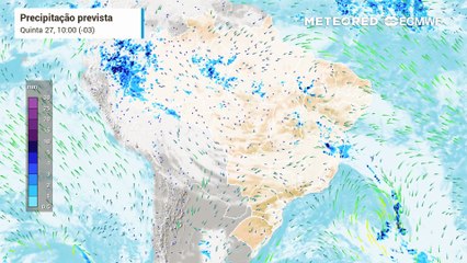 Previsão de nebulosidade e precipitação até sábado (29).