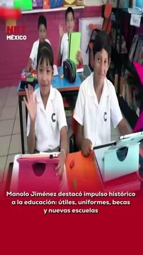 🚌 Durante su informe, el gobernador Manolo Jiménez destacó que este año se entregaron paquetes de útiles escolares gratuitos a 500 mil alumnos de primarias y secundarias públicas en todo Coahuila.