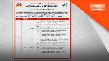 Amaran di Selangor, risiko di beberapa daerah mulai Jumaat