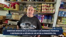 Christian Aparicio en la actualidad y las hermanas Francisca y Gertrudis en la década de los 60 en la panadería Fiol