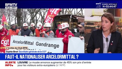 "C'est indispensable de nationaliser ArcelorMittal", estime Sophie Binet, secrétaire générale de la CGT