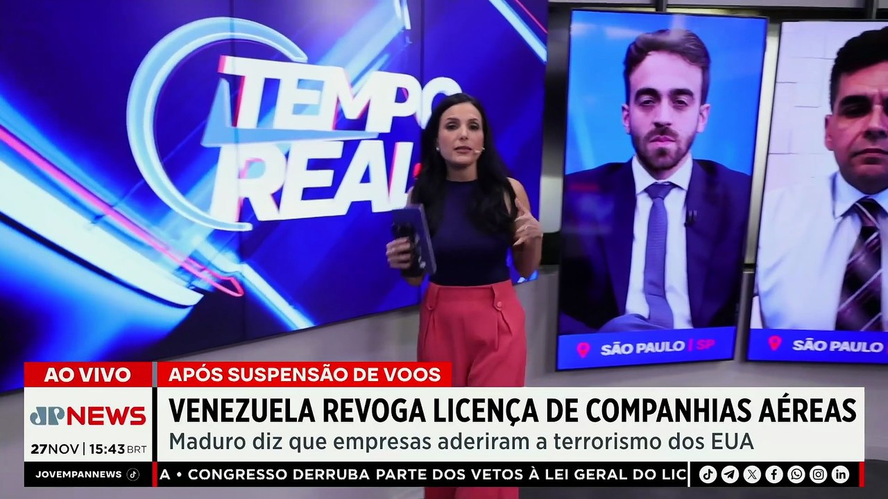 Venezuela revoga licença de companhias aéreas dos EUA que suspenderam voos no país | TEMPO REAL