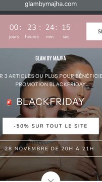 🚨 ALERTE BON PLAN 🚨 - 50% sur le site de GlambyMajha vendredi 28 novembre de 20h à 21h