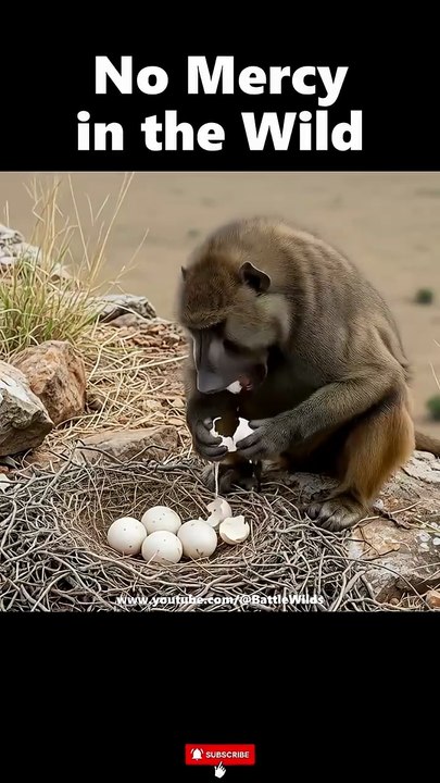 No Mercy in the Wild‼️The Baboon’s Final Fate #leopard #crocodile #eagle #monkey