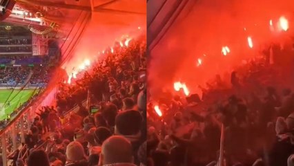 Las bengalas vallecanos inundaron el estadio de Bratistlava