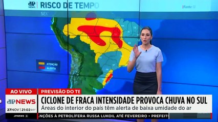 Previsão do Tempo: Ciclone de fraca intensidade provoca chuva no Sul do Brasil