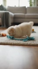 A small puppy playing happily and joyfully! 🐾❤️ #dog #ai #puppy #playing