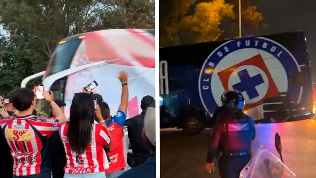 Chivas y Cruz Azul hacen su llegada al Estadio Akron, listos para para su primer juego en esta Liguilla