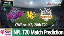 Nepal Premier League 2025 | Janakpur Bolts vs Chitwan Rhinos 20th T20 Match Preview |