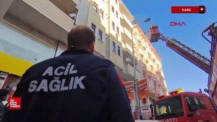 Kars'ta 6 katlı binada yangın; 1'i çocuk 3 kişi dumandan etkilendi