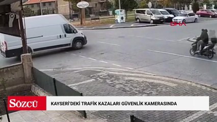Kayseri’deki trafik kazaları güvenlik kamerasında