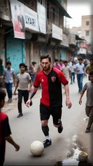 Messi playing street football with children