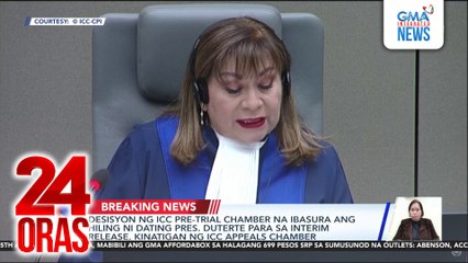 Desisyon ng ICC Pre-Trial Chamber na ibasura ang hiling ni dating Pres. Duterte para sa interim release, kinatigan ng ICC Appeals Chamber | 24 Oras
