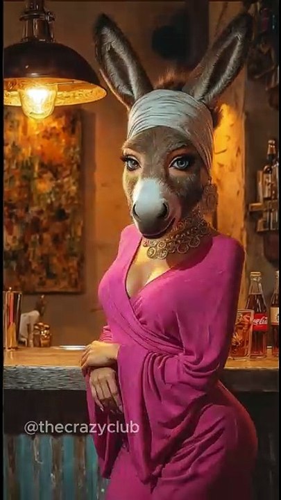 “Stylish Donkey Diva Art – Fantasy Character in Pink Dress | Creative Anthropomorphic Artwork”