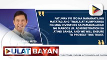 Tiwala ng investors sa bansa, napatunayan sa pagpapatibay ng positive outlook ng S&P Global Ratings sa Pilipinas