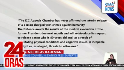 Reaskyon ng Defence Counsel ni Duterte at ng Malacanan sa desisyon ng ICC Appeals Chamber | 24 Oras