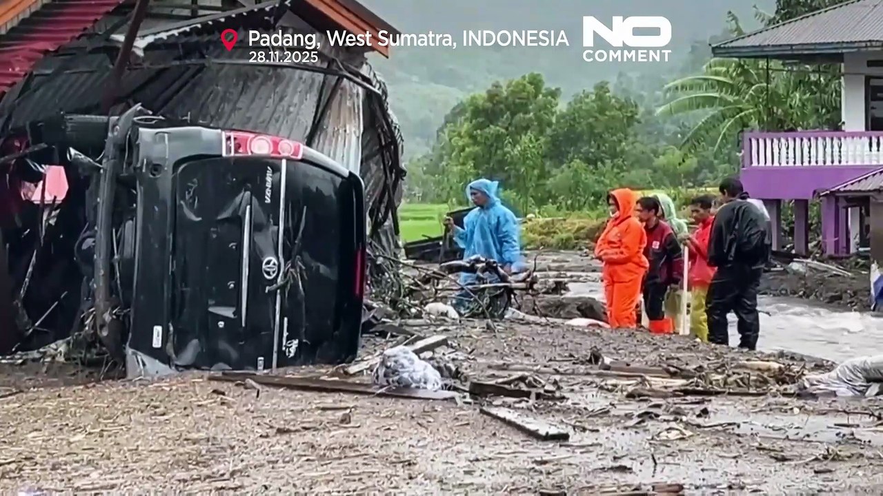 Aerial footage shows devastation from flash floods and landslides in Indonesia