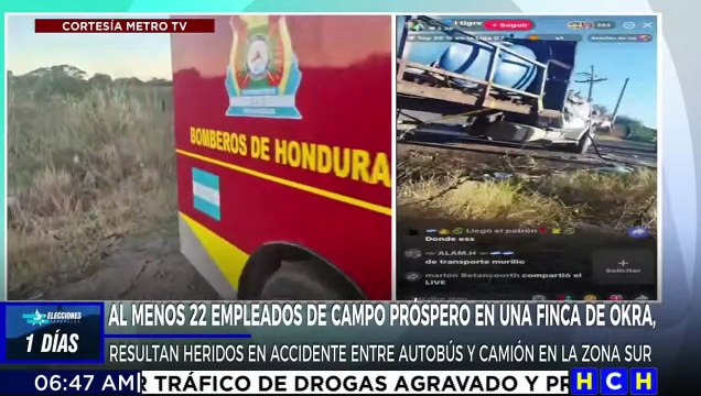 ¡Por poco es tragedia! Múltiples heridos al impactar bus con camión en Choluteca